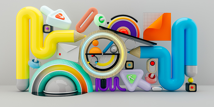 A colorful abstract image of everything that goes into helping a new employee during onboarding.