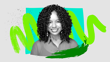 An illustrated photo showing WorkLab guest Nela Richardson