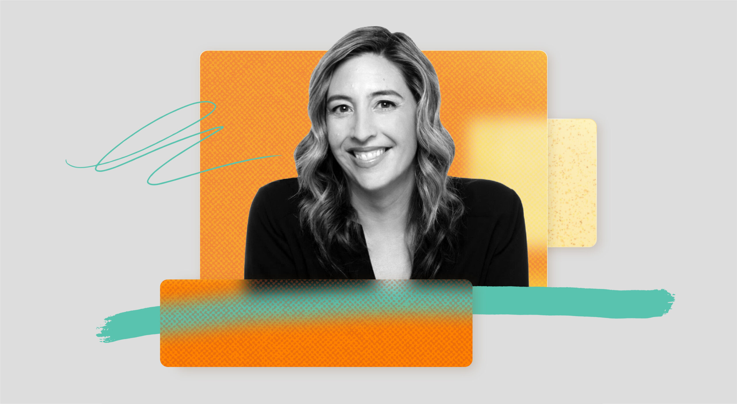 A colorful photo-illustration of Molly Wood, the new host of the WorkLab podcast. 