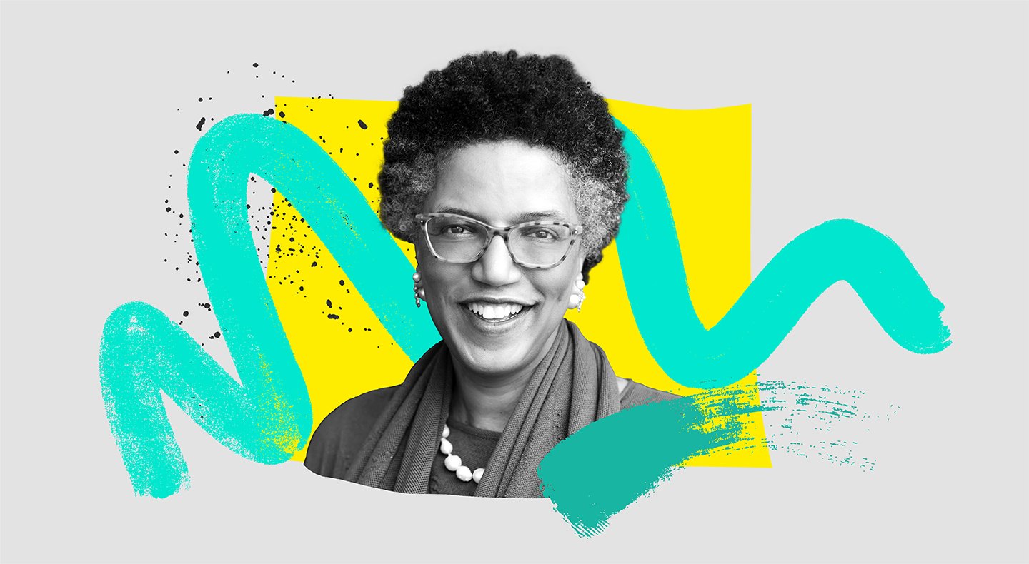 Illustrated portrait treatment of WorkLab Podcast guest Linda Hill