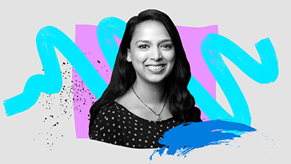 An illustrated photo showing WorkLab guest Versha Sharma