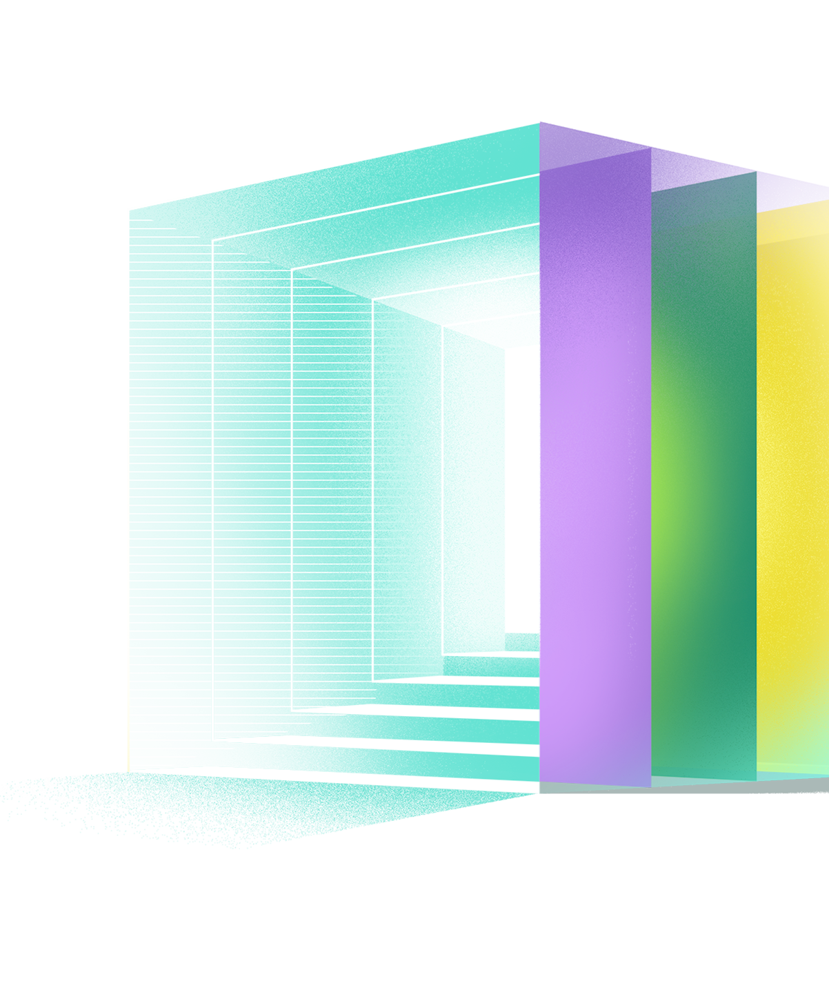 Graphic of a multicolored cube make of other cubes