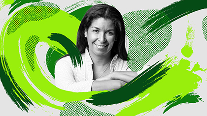 A colorful photo-illustration of Karin Kimbrough, LinkedIn’s chief economist. 