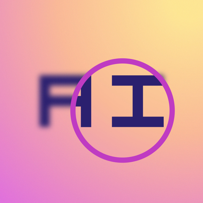An illustration of the word “AI” where the letters are out of focus, except the portions within a particular circle