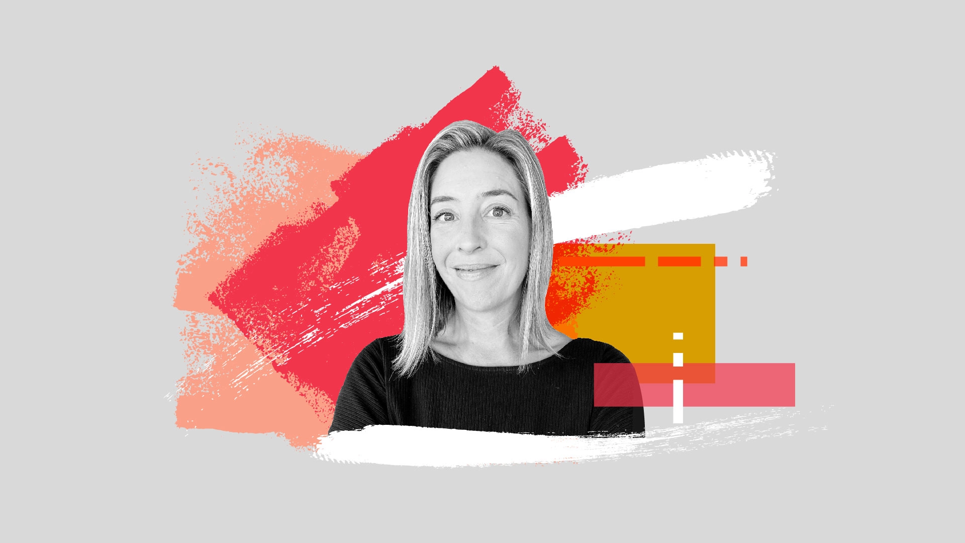 A colorful photo-illustration of Molly Wood, technology and business journalist, entrepreneur, and host of the WorkLab podcast.