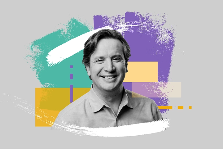 A colorful photo-illustration of Juan Lavista Ferres, a Microsoft corporate vice president and the Chief Data Scientist of the company’s AI for Good Lab.