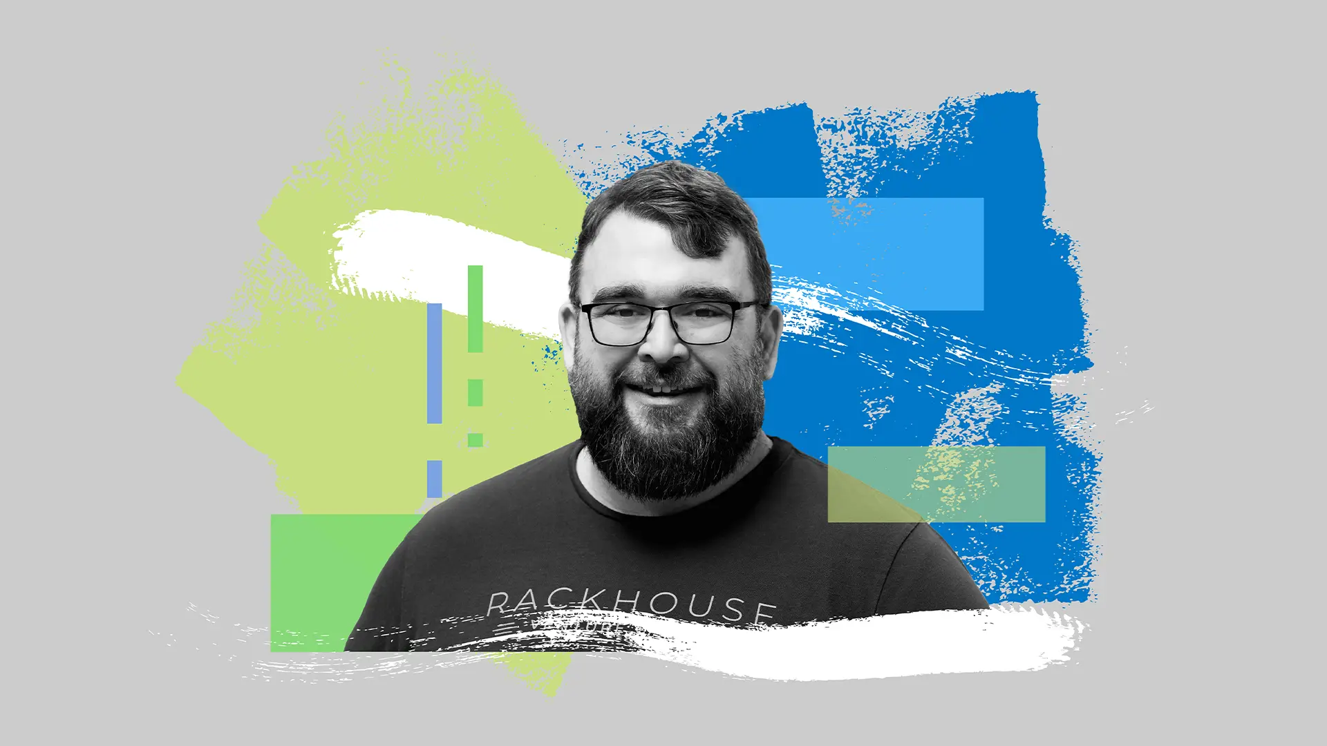 A colorful photo-illustration of Kevin Novak, data scientist and founder of Rackhouse Ventures  