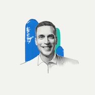 A stylized headshot of Microsoft CMO of AI at Work Jared Spataro 