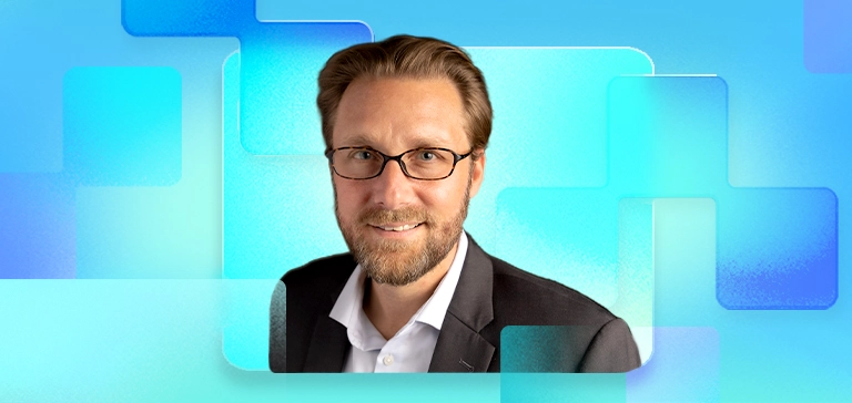 A colorful photo-illustration of Pascal Bornet, AI expert and author of <em>Agentic Artificial Intelligence.</em>