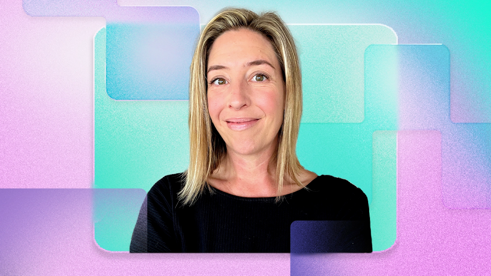 A colorful photo-illustration of Molly Wood, technology and business journalist, entrepreneur, and host of the <em>WorkLab </em>podcast.