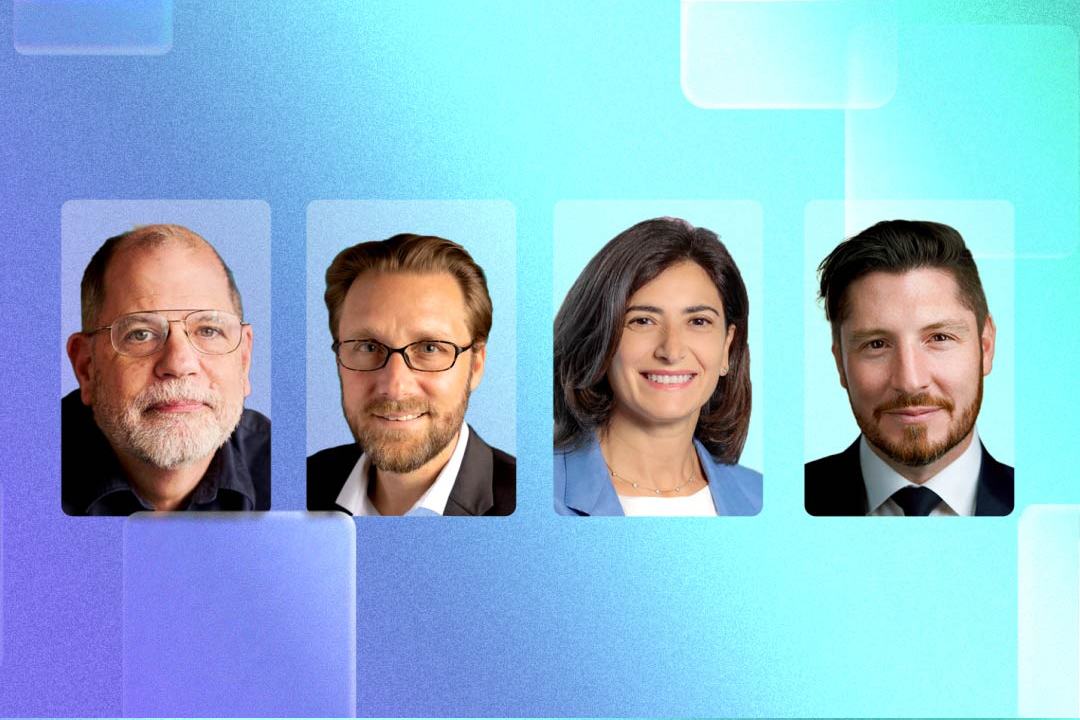 Four images in a square of economist Tyler Cowen, author Pascal Bornet, Harvard’s Raffaella Sadun, EY’s Dan Diasio. 